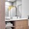 a bathroom with wooden cabinets J Malden Center luxury apartments for rent Malden MA 