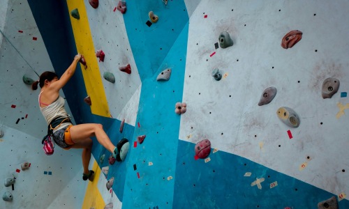 an indoor rock climber